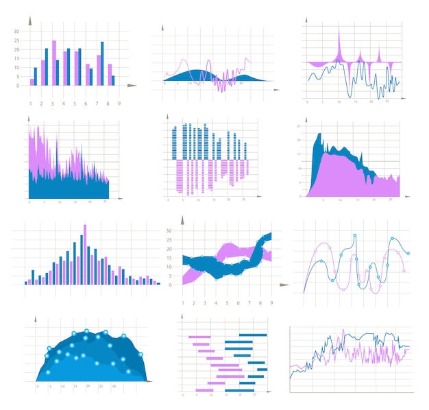 Graph and chart colorful set