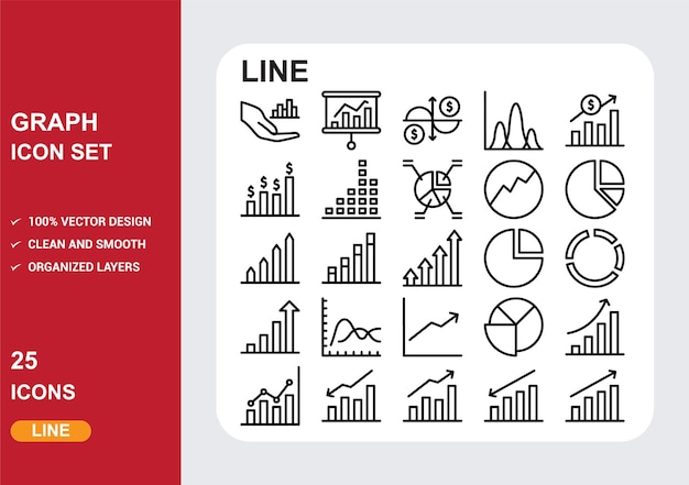 Graph Icons with White Background Free Vector