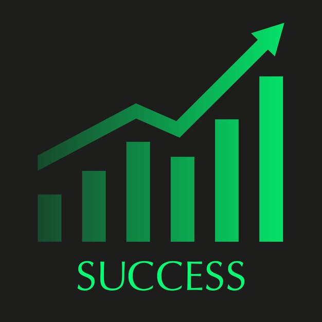 Vector graph with increase growth report success diagram rise and gain progress vector illustration