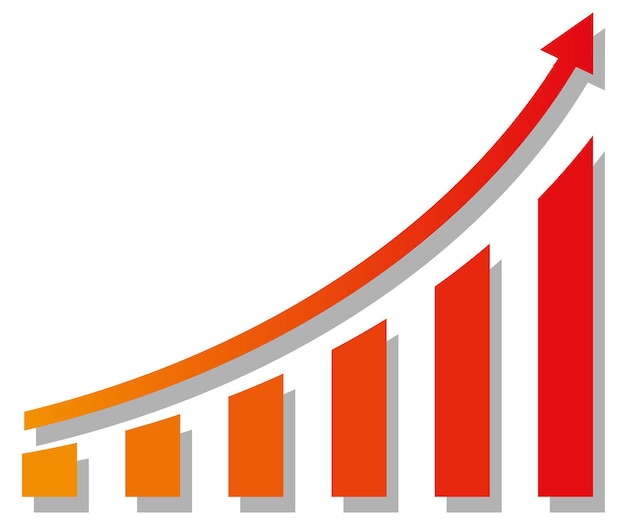 Graph with increase report. Diagram with rise and gain progress. Vector illustration