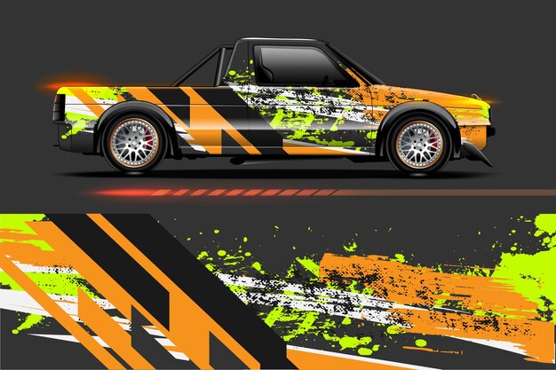 Graphic abstract stripe designs for branding and drift livery car