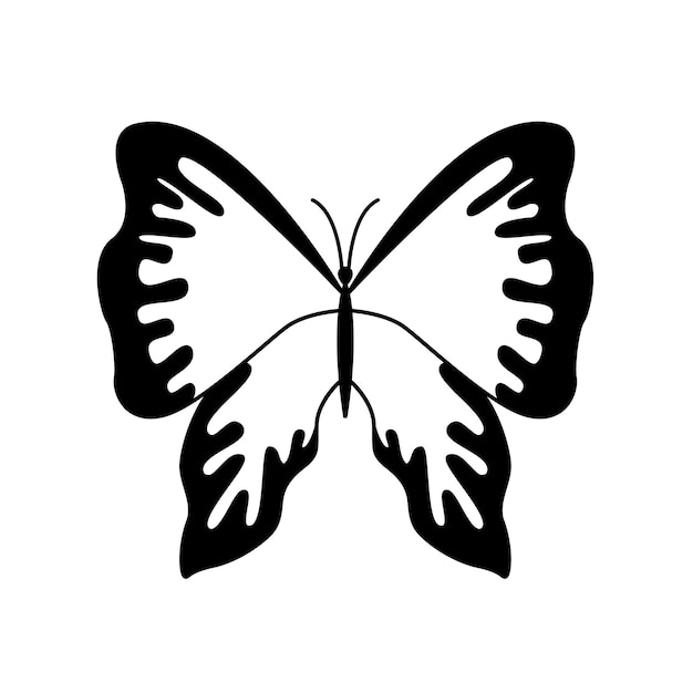 Graphic black Butterfly isolated on white background Vector illustration