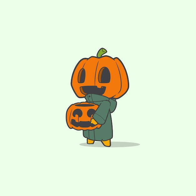 The graphic character Pumpkin brings a spooky bucket