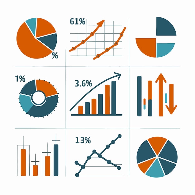 Vector a graphic of a chart with a graph and graphs