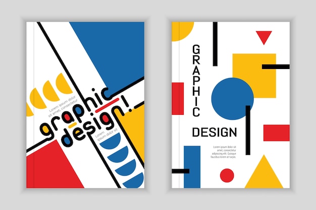 Graphic design cover set bauhaus style