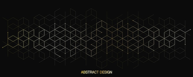 The graphic design element and abstract geometric background with isometric golden vector blocks