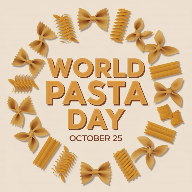 Vector graphic design image celebrating world pasta day on october 25