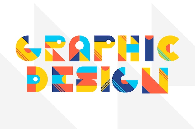 Graphic design lettering in geometric lettering