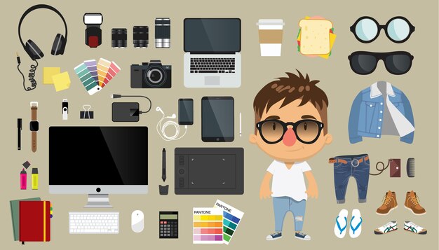 Vector graphic design tools and equipment concept illustration