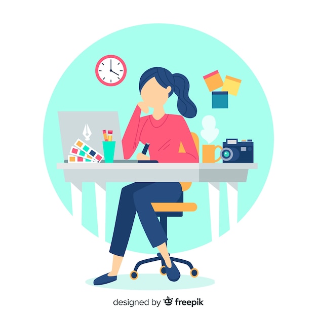 Graphic design workplace illustration