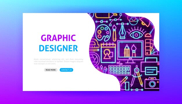 Graphic Designer Neon Landing Page