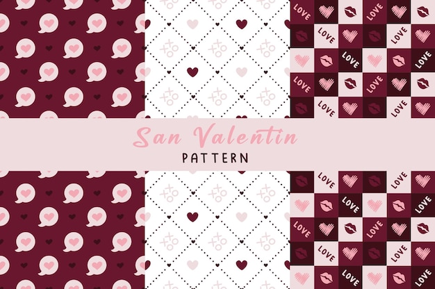 graphic elements of hearts, kisses and love letters, valentin day pattern, design made for print