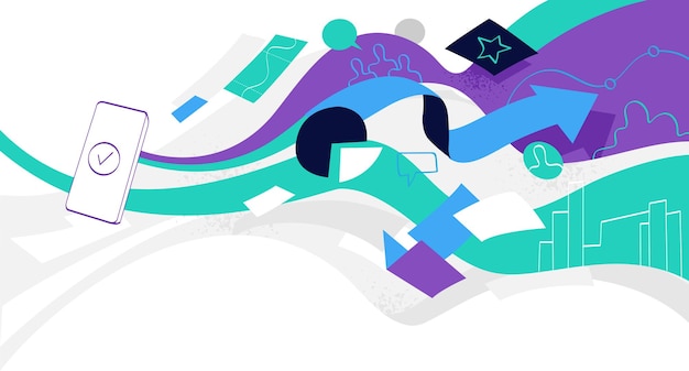 Graphic elements that represent the flow of data