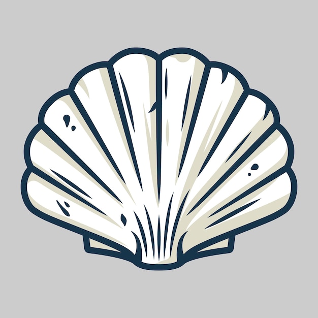 Graphic emblem of scallop sea shell clam conch