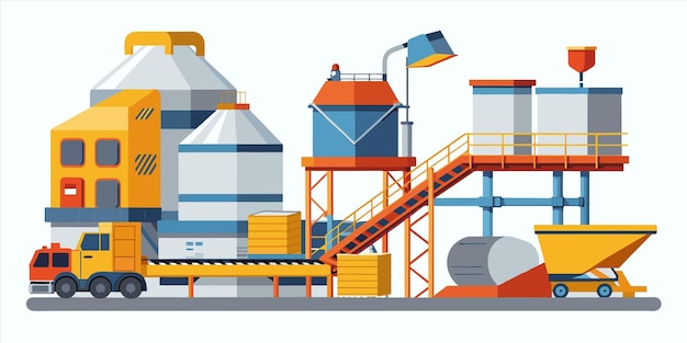 a graphic of a factory with a large stack of machinery