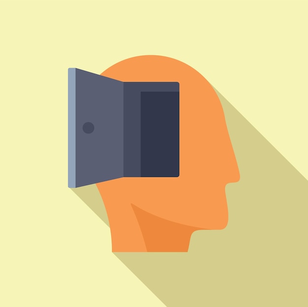 Vector graphic illustration portraying a human head with an open door symbolizing open mindedness