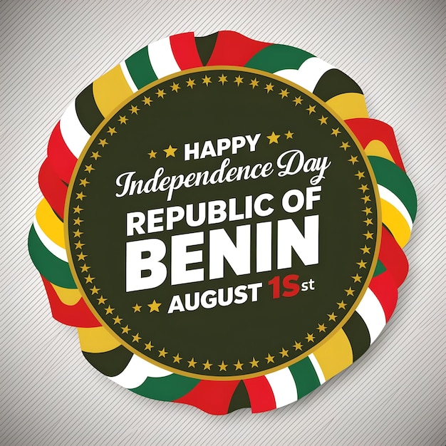 Vector graphic image celebrating the independence day of the republic of benin on august 1st the center fe