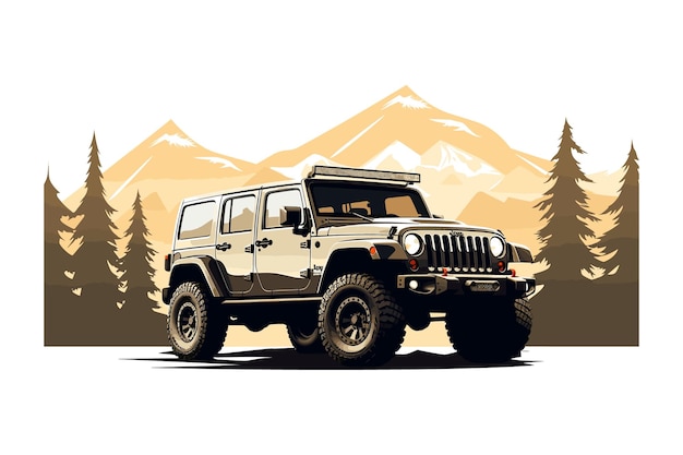 Vector graphic logo illustration red black jeep generative ai