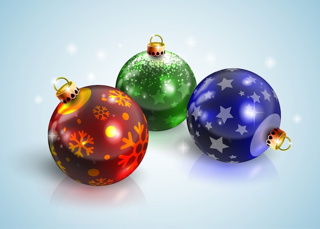 Graphic realistic shiny new year christmas balls