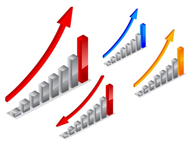 Vector a graphic showing the growth of a bar graph.