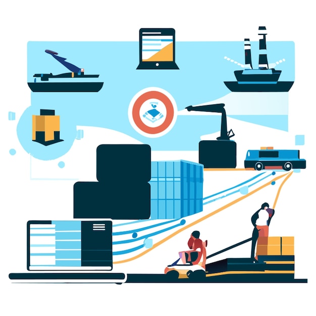 Vector a graphic that depicts the process of importing and exporting data to common industry standards