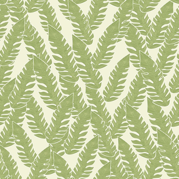 Graphic tropical pattern palm leaves seamless floral background