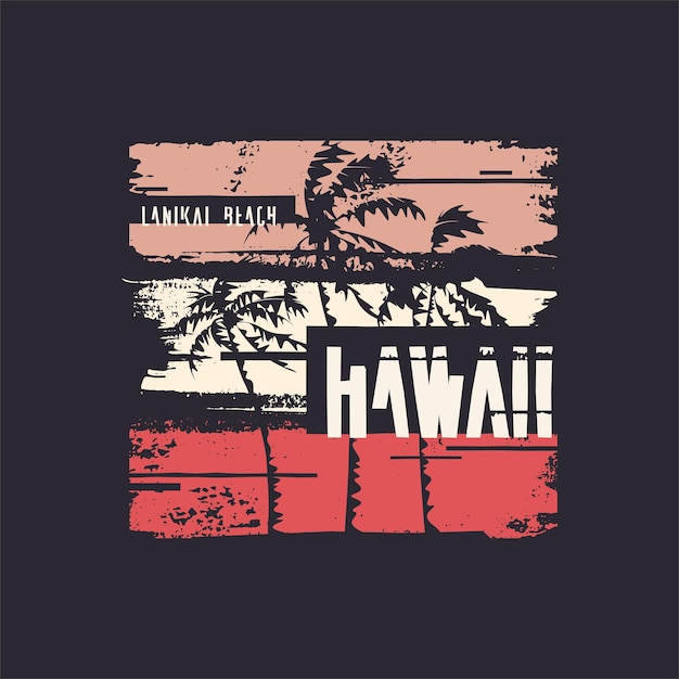 Graphic tshirt design on the topic of hawaii vector illustration