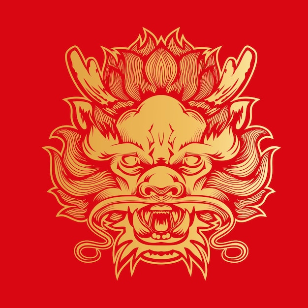 Graphic vector head of Chinese dragon