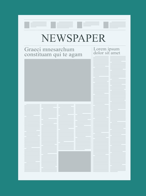 Graphical design newspaper template, highlighting figures and testimonials vector mock up of a blank daily newspaper graphical design newspaper template.