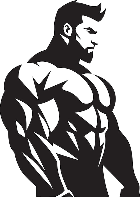 Graphite Gladiator Full Body Black Vector Artwork Silhouette of Power Bodybuilders Iconic Art