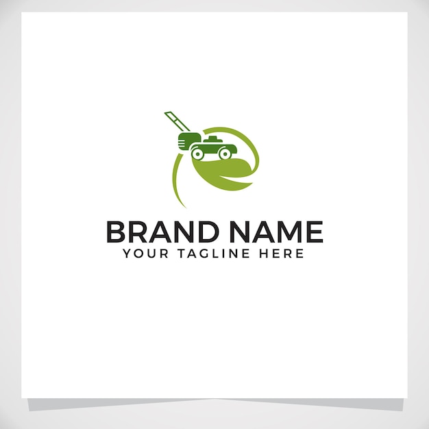 Grass remover lawn logo design template v4