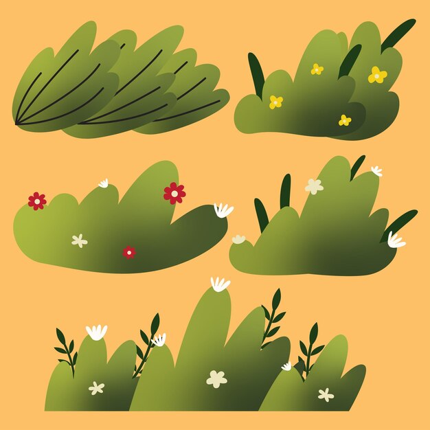 Vector grass set elements vector illustration