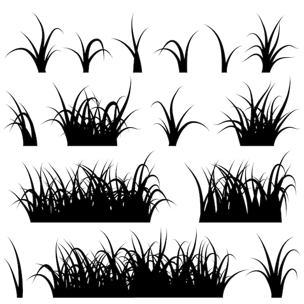 Grass silhouette set isolated on white background vector