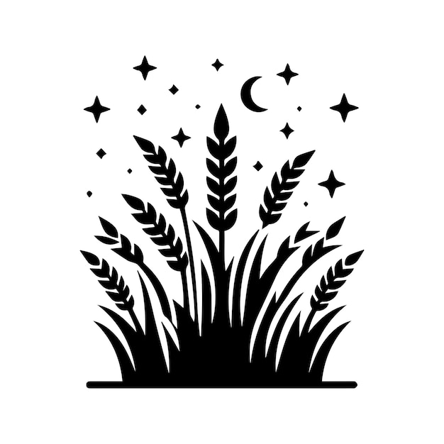 Grass Simple Vector Black And White Silhouette