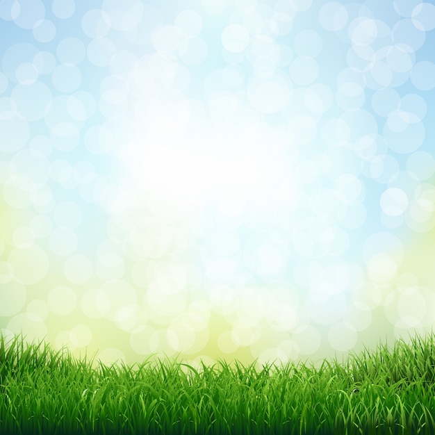 Vector grass with bokeh with gradient mesh,  illustration