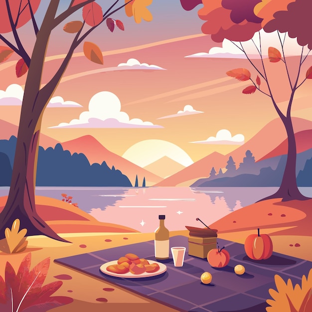 Vector gratitude and gathering a thanksgiving setting