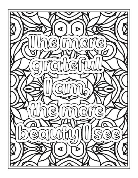 Gratitude Quotes Coloring Book Page for Adult