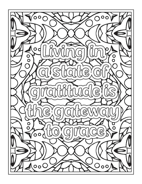 Gratitude Quotes Coloring Book Page for Adult