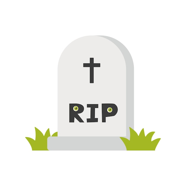 Grave stone for Halloween design in cute cartoon style.