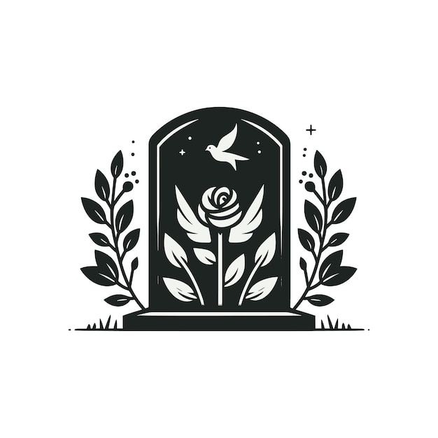 Vector a grave with a flower in the middle peaceful gravestone rip stone halloween rip stone