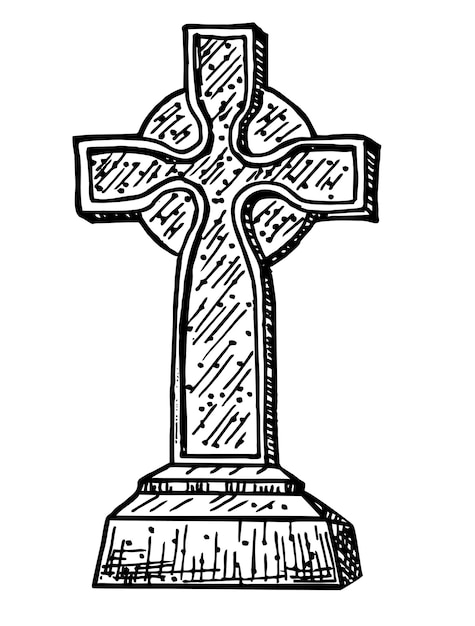 Gravestone vector sketch Hand drawn gravestone for halloween Symbol in line art style for design