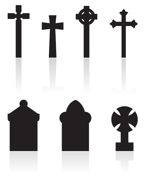 Gravestones with Crosses Silhouettes