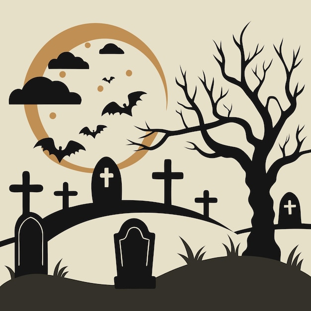 graveyard silhouette halloween