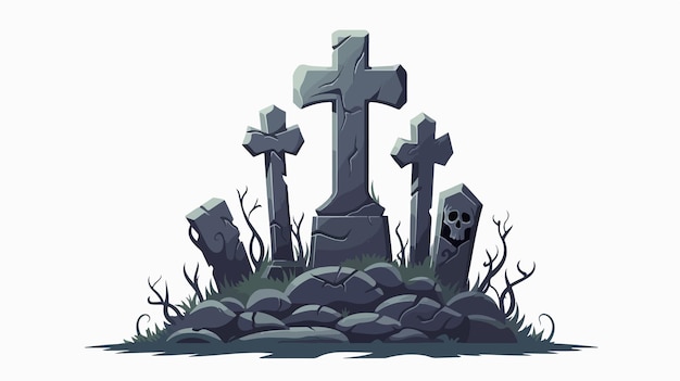 Graveyard Stone Cartoon Icon A Horror Gothic Element