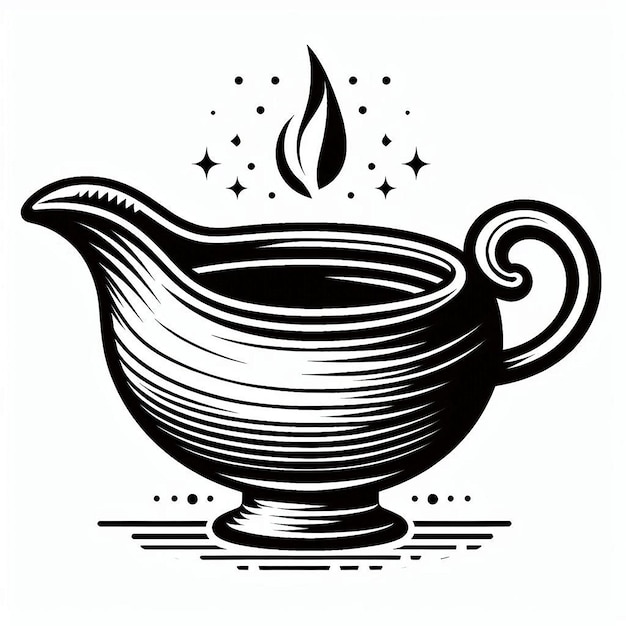 Gravy boat Silhouette line art vector illustration on white background