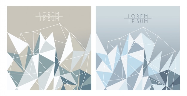 Gray abstract polygonal banners