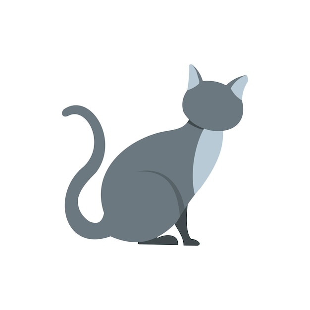 Gray cat icon in flat style on a white background