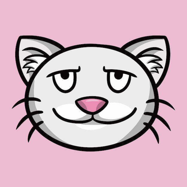 Vector a gray contented cat a cat's muzzle a cartoon vector illustration