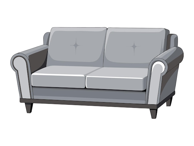 a gray couch with a gray back that says the word on it