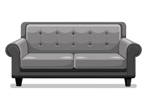 Vector a gray couch with a gray back and a white background